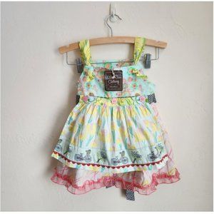 NWT Matilda Jane knot top 6 In the Meadow pink tulle trim apron bikes flowers